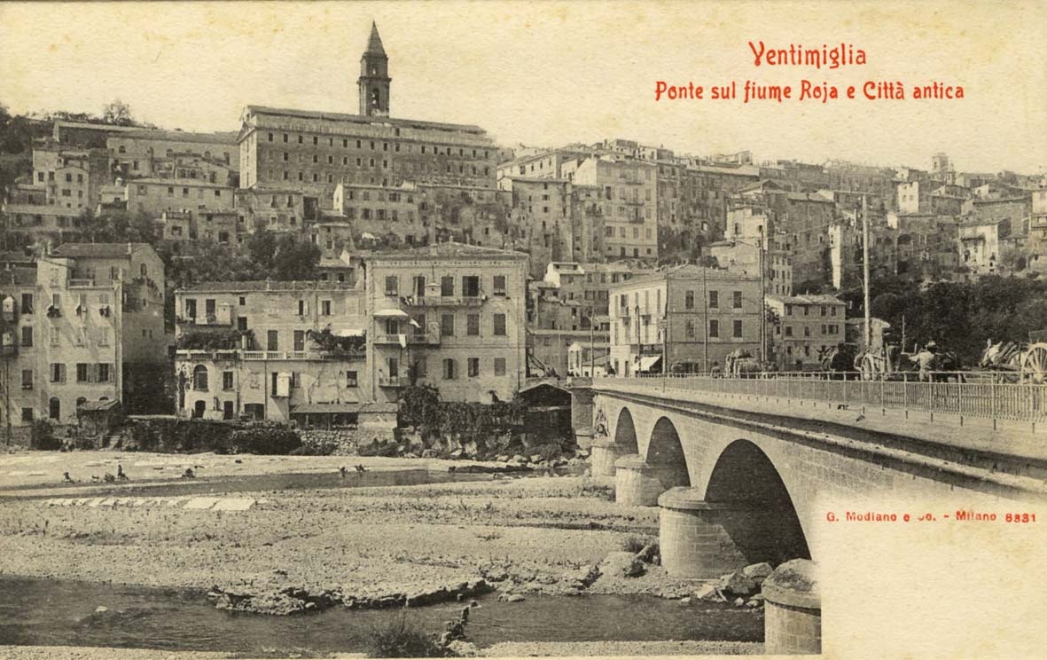 Italien - Ventimiglia - Ponte sul fiume Roja e Citta antica (Museum Wolmirstedt RR-F)