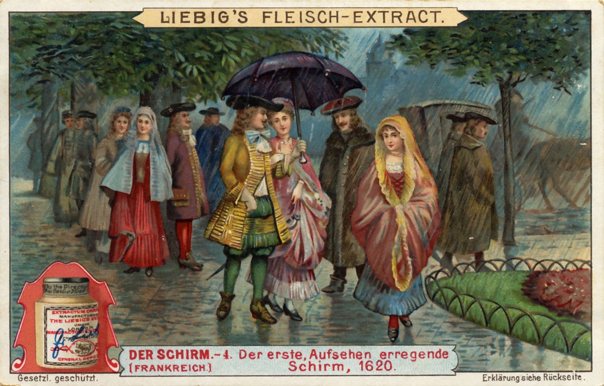 Sammelbild der Firma Liebig’s Fleisch-Extract, Serie: &quot;Der Schirm&quot;, Bild-Nr. 4 (Museum Wolmirstedt RR-F)