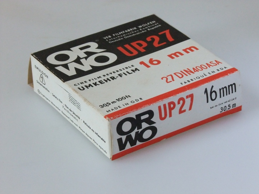 S/w Umkehr-Film ORWO UP 27, 16 mm (Industrie- und Filmmuseum Wolfen CC BY-NC-SA)