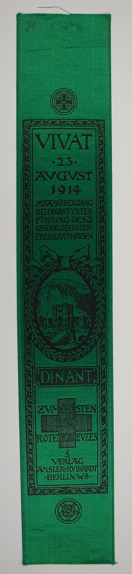 Vivatband 23. August 1914 Maasübergang Dinant unter Führung des Generalobersten Freiherr von Hausen (Museum Weißenfels - Schloss Neu-Augustusburg CC BY-NC-SA)