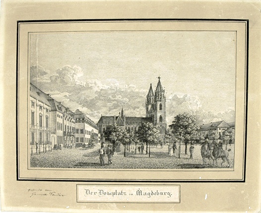 Ansicht des Domplatzes in Magdeburg (Winckelmann-Museum Stendal CC BY-NC-SA)