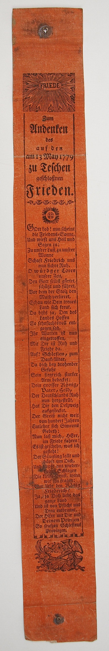 Zum Andenken des auf  den am 13 May 1797 zu Teschen geschloßnen Frieden (Museum Weißenfels - Schloss Neu-Augustusburg CC BY-NC-SA)