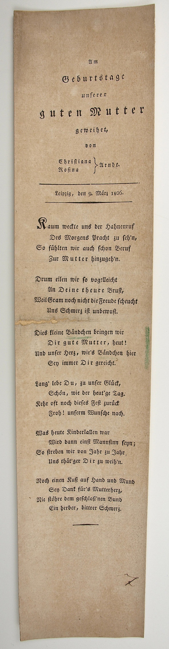 Zum Geburtstag unserer guten Mutter 1806 (Museum Weißenfels - Schloss Neu-Augustusburg CC BY-NC-SA)