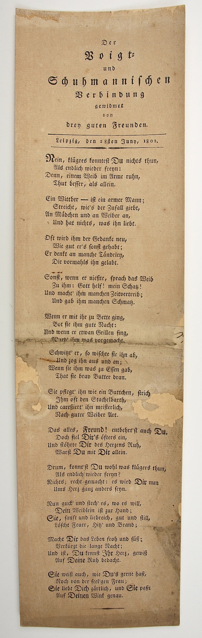 Der Voigt- und Schuhmannschen Verbindung ...1802 (Museum Weißenfels - Schloss Neu-Augustusburg CC BY-NC-SA)