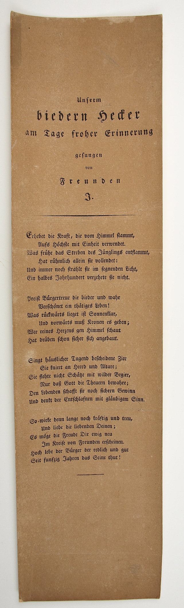 Unserem biedern Hecker am Tage froher Erinnerung gesungen von Freunden J. (Museum Weißenfels - Schloss Neu-Augustusburg CC BY-NC-SA)