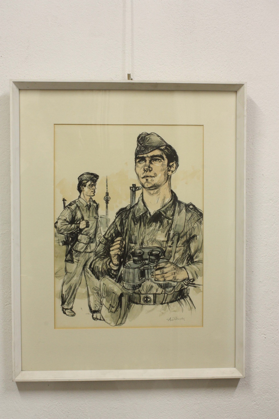 Zeichnung, zwei NVA-Soldaten (Museum Wolmirstedt RR-F)