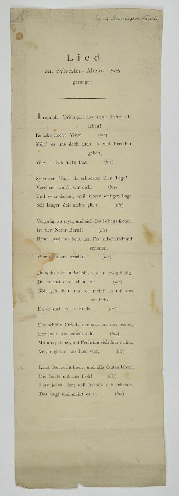 Lied am Sylvester-Abend 1805 (Museum Weißenfels - Schloss Neu-Augustusburg CC BY-NC-SA)
