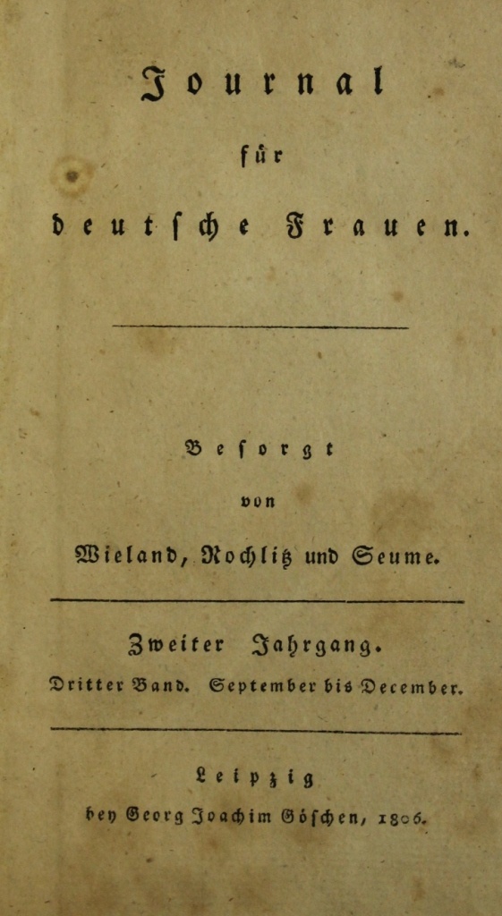 Journal für deutsche Frauen von deutschen Frauen geschrieben (Museum im Schloss Lützen CC BY-NC-SA)