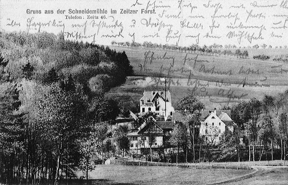 Gruß aus der Schneidemühle im Zeitzer Forst. (Museum Schloss Moritzburg Zeitz CC BY-NC-SA)
