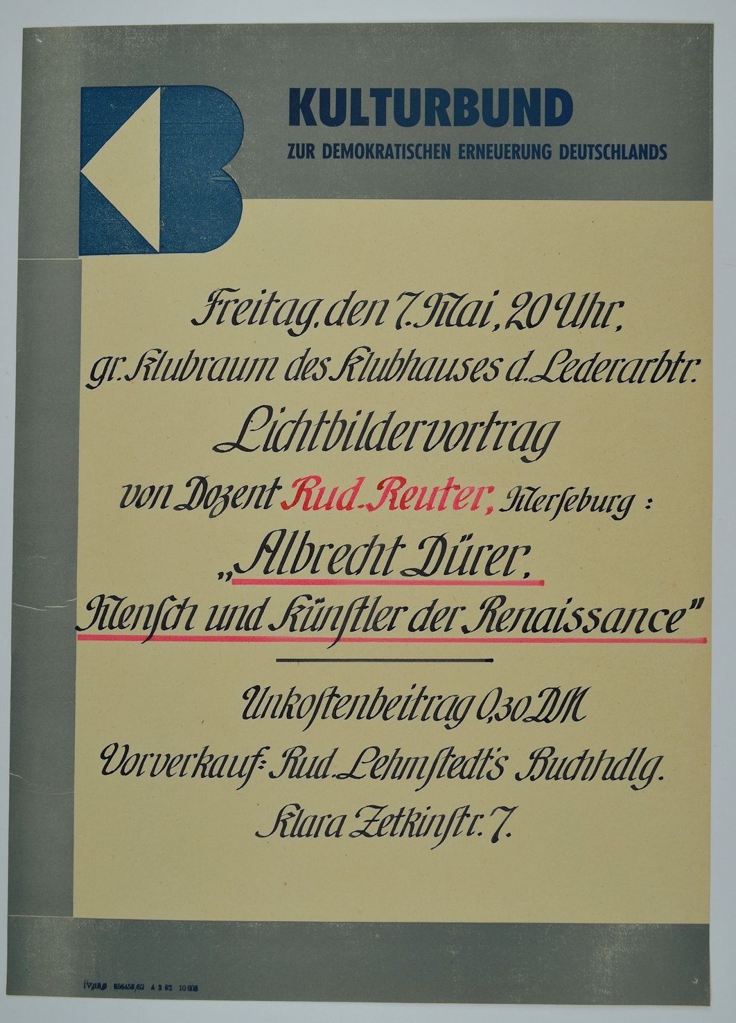 Einladung zum Lichtbildervortrag über Albrecht Dürer (Museum Weißenfels - Schloss Neu-Augustusburg CC BY-NC-SA)