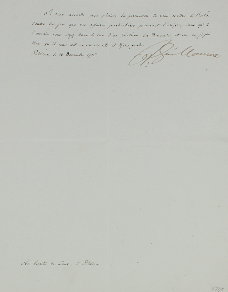 Brief von Friedrich Wilhelm II. an Graf von Lusi von 1790 (Museum im Schloss Lützen CC BY-NC-SA)