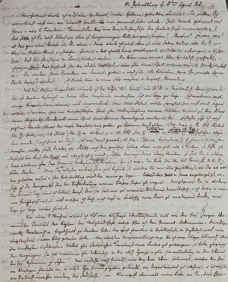 Brief von Storch an Hufeland von 1788 (Museum im Schloss Lützen CC BY-NC-SA)