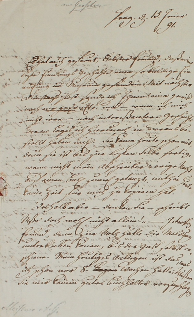 Brief von Meissner an Göschen vom 15.1.1791 (Museum im Schloss Lützen CC BY-NC-SA)