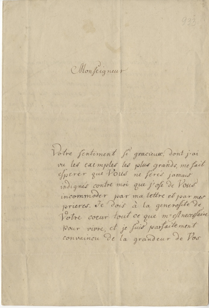 Brief von Seume an Hohenthal-Knautheim vom 21.10.1780 (Museum im Schloss Lützen CC BY-NC-SA)