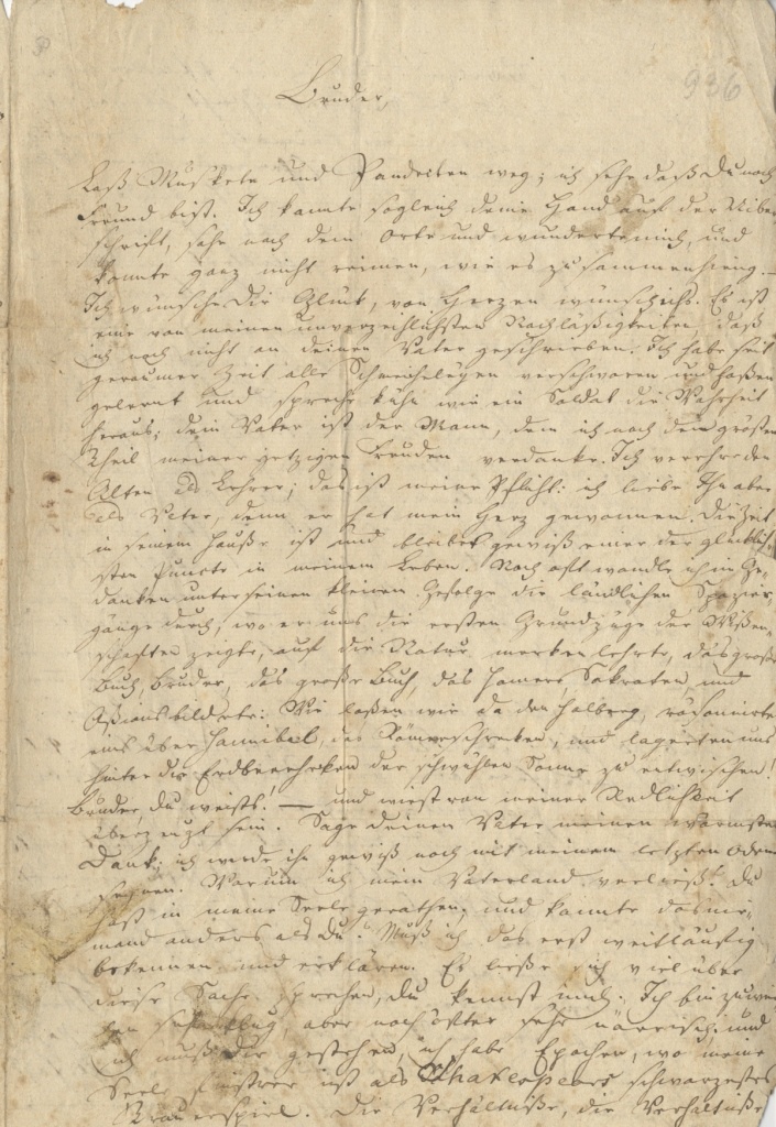 Brief von Seume an Korbinsky vom 13.10.1786 (Museum im Schloss Lützen CC BY-NC-SA)
