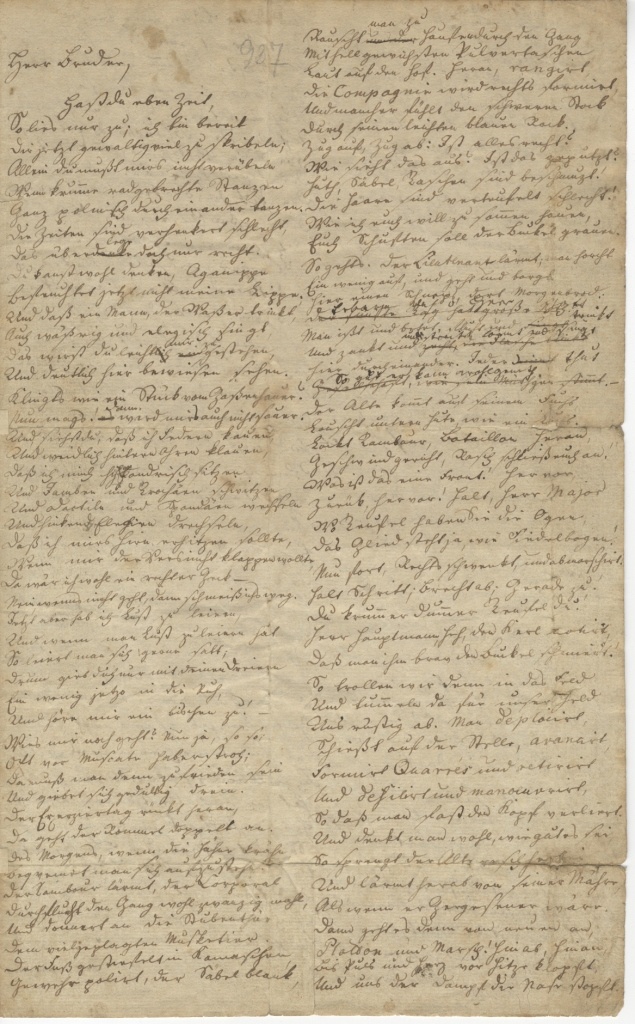 Brief von Seume an Korbinsky vom 23.10.1786 (Museum im Schloss Lützen CC BY-NC-SA)