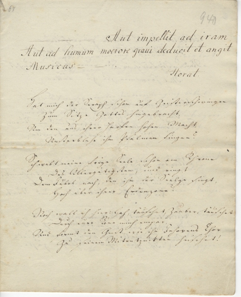 Brief von Seume an Hohenthal Knautheim vom Januar1789 (Museum im Schloss Lützen CC BY-NC-SA)
