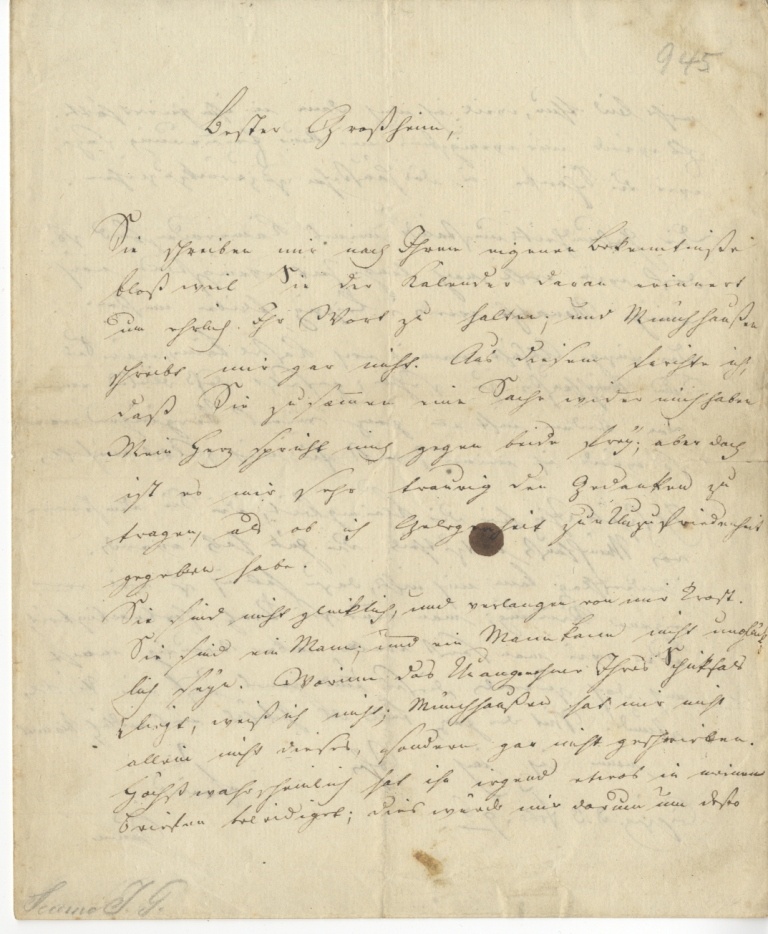 Brief von Seume an Grossheim vom 3.2.1796 (Museum im Schloss Lützen CC BY-NC-SA)