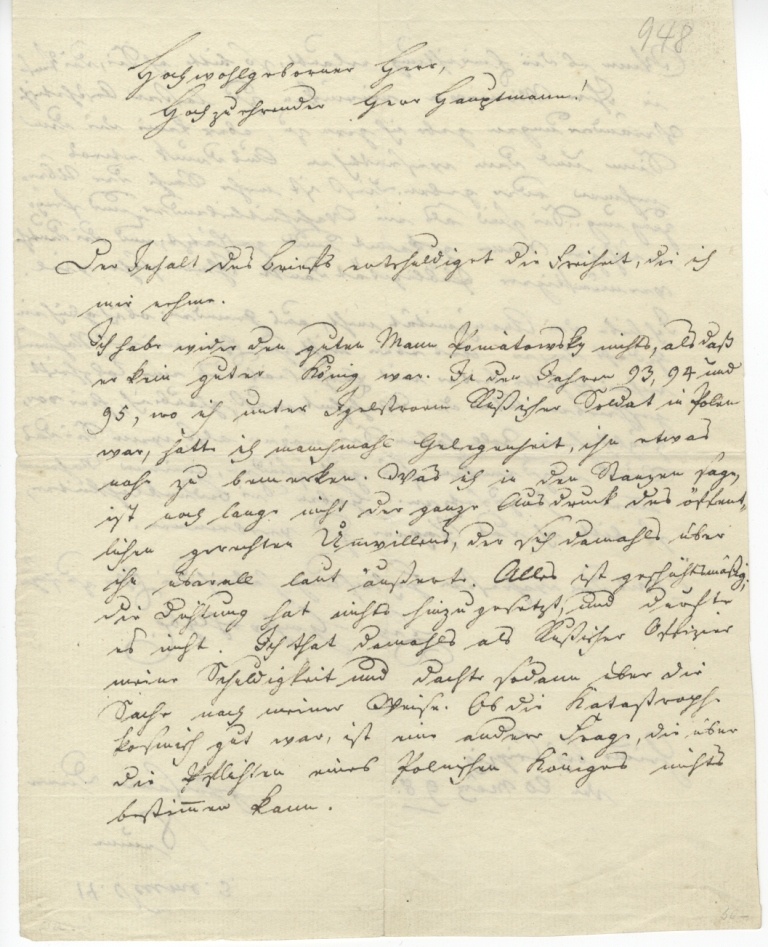 Brief von Seume vom 20.3.1798 (Museum im Schloss Lützen CC BY-NC-SA)