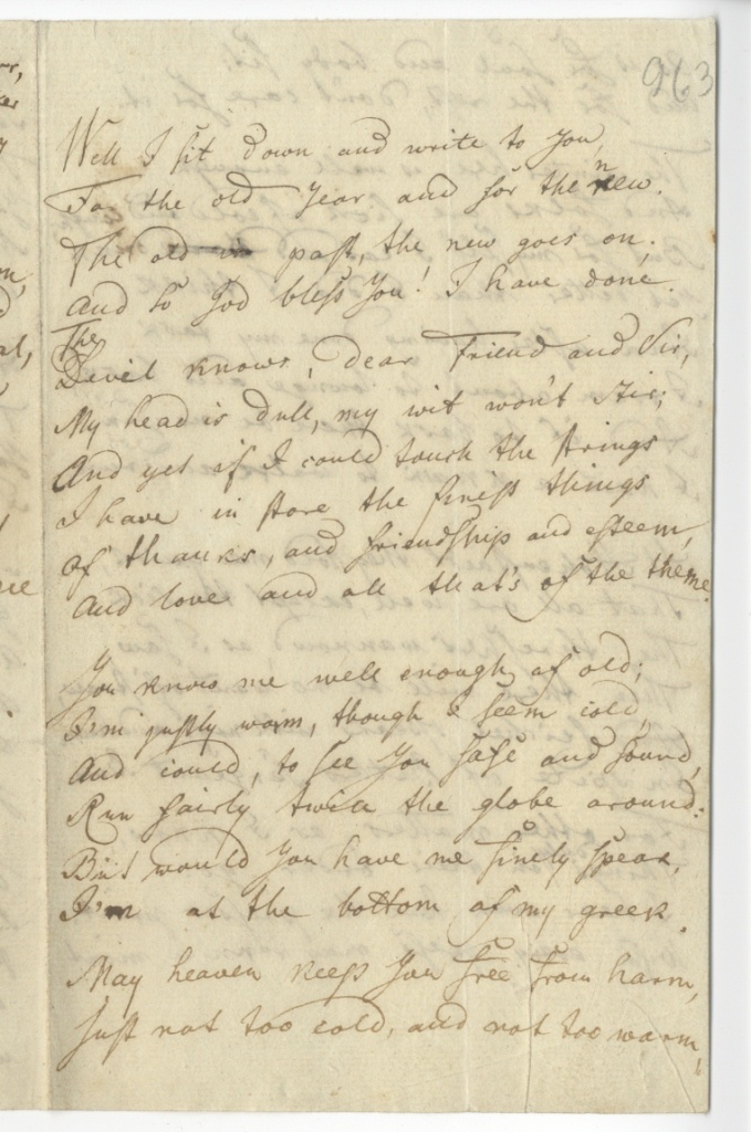 Brief von Seume an Göschen vom 2.1.1800 (Museum im Schloss Lützen CC BY-NC-SA)