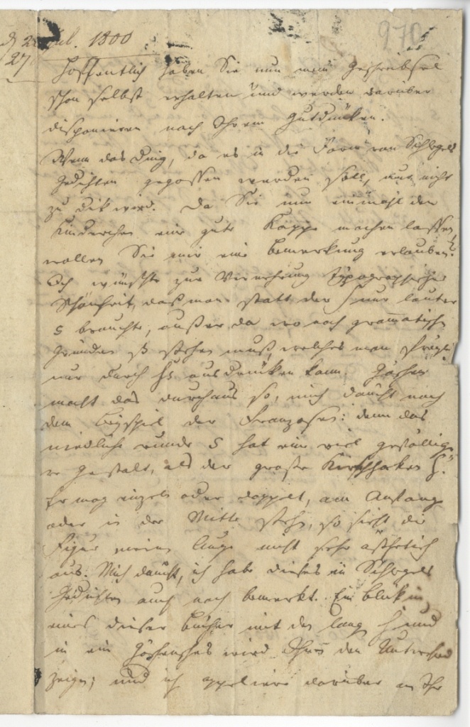 Brief von Seume an Hartknoch vom 20.7.1800 (Museum im Schloss Lützen CC BY-NC-SA)