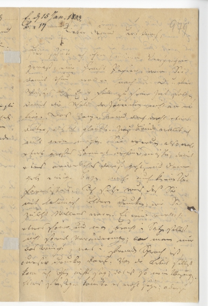 Brief von Seume an Hartknoch vom 13.1.1803 (Museum im Schloss Lützen CC BY-NC-SA)