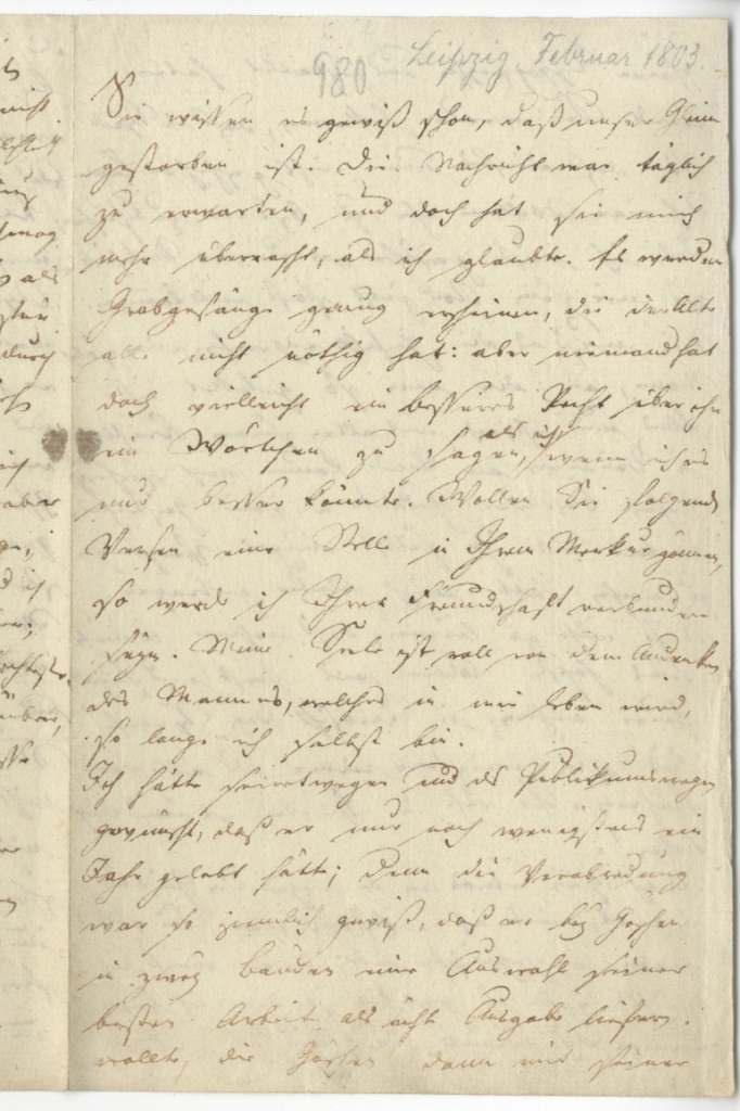 Brief von Seume an Böttiger vom Februar 1903 (Museum im Schloss Lützen CC BY-NC-SA)