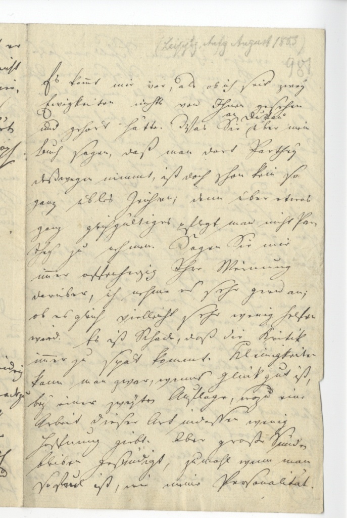 Brief von Seume vom August 1803 (Museum im Schloss Lützen CC BY-NC-SA)