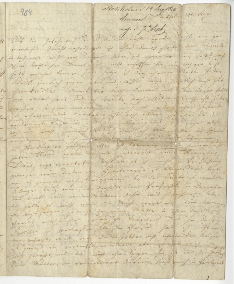 Brief von Seume an Göschen vom 14.8.1805 (Museum im Schloss Lützen CC BY-NC-SA)