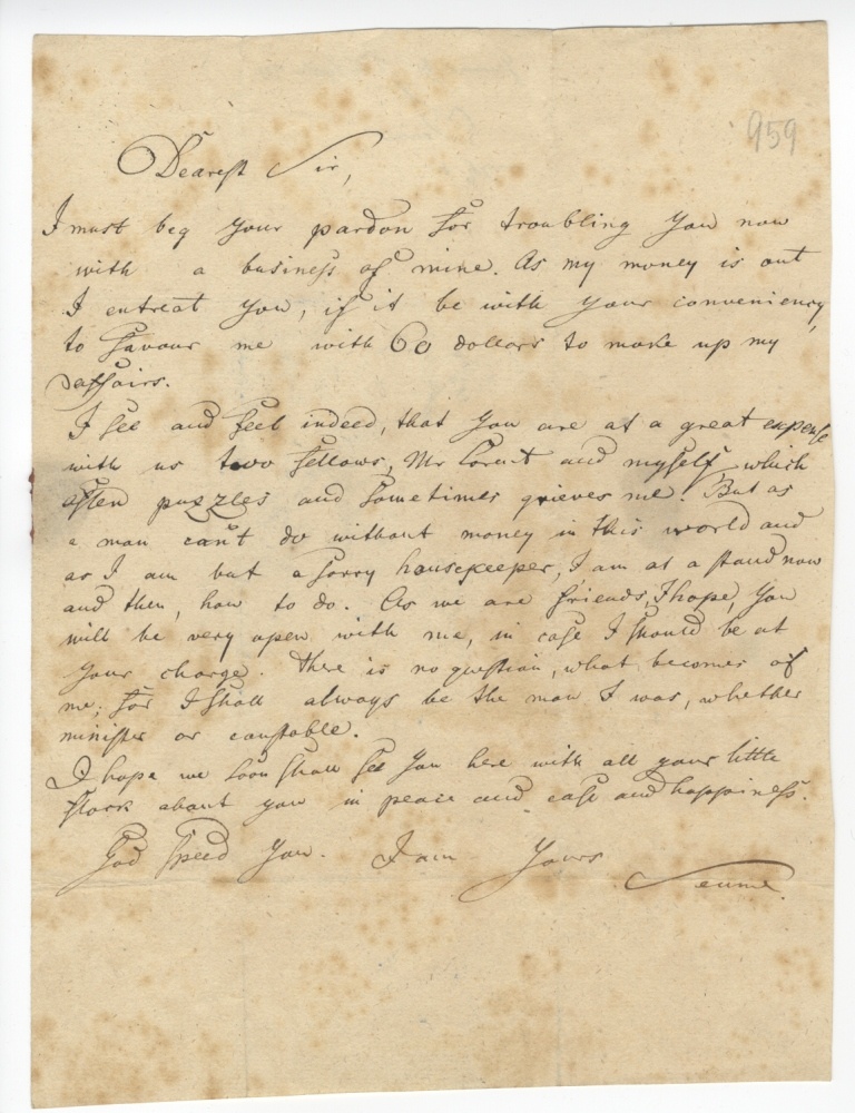 Brief von Seume an Göschen vom 16.9.1799 (Museum im Schloss Lützen CC BY-NC-SA)