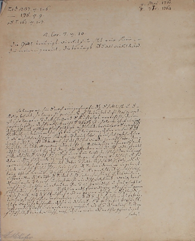 Zollikofer: Handschriftliche Predigt und theologische Abhandlung von 1764 (Museum im Schloss Lützen CC BY-NC-SA)