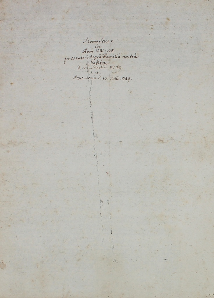 Zollikofer: Handschriftliche Predigt und theologische Abhandlung von 1749 (Museum im Schloss Lützen CC BY-NC-SA)