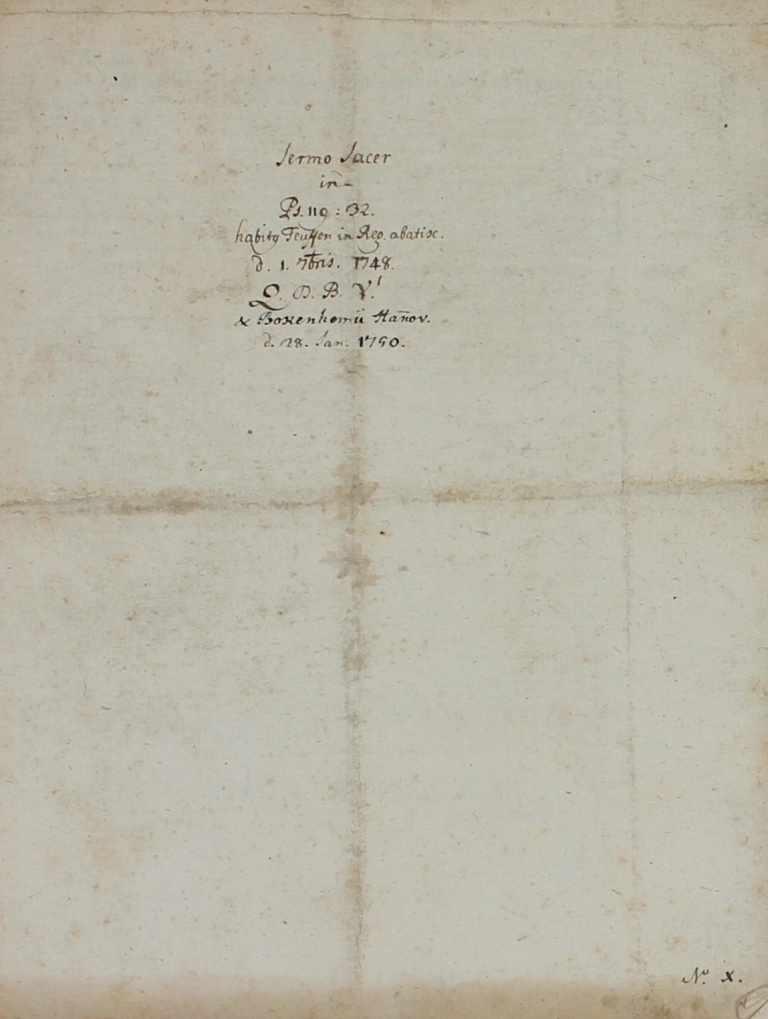 Zollikofer: Handschriftliche Predigt und theologische Abhandlung von 1748 (Museum im Schloss Lützen CC BY-NC-SA)