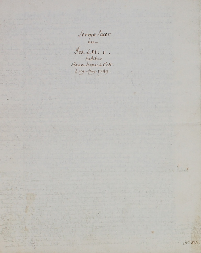 Zollikofer: Handschriftliche Predigt und theologische Abhandlung von 1749 (Museum im Schloss Lützen CC BY-NC-SA)