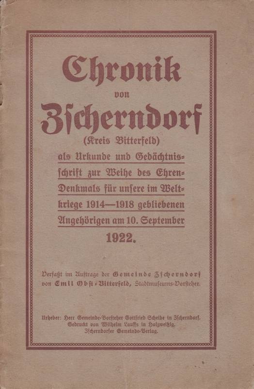 Chronik von Zscherndorf, 1922 (Kreismuseum Bitterfeld CC BY-NC-SA)