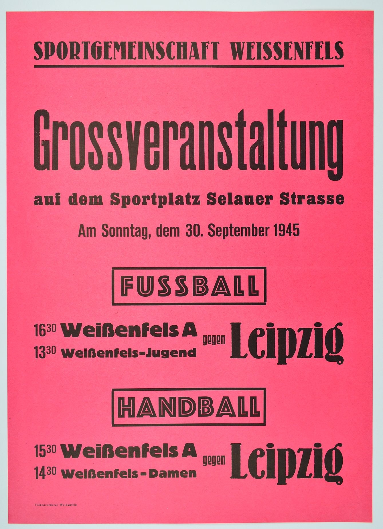 Großveranstaltung Fussball und Handball (Museum Weißenfels - Schloss Neu-Augustusburg CC BY-NC-SA)