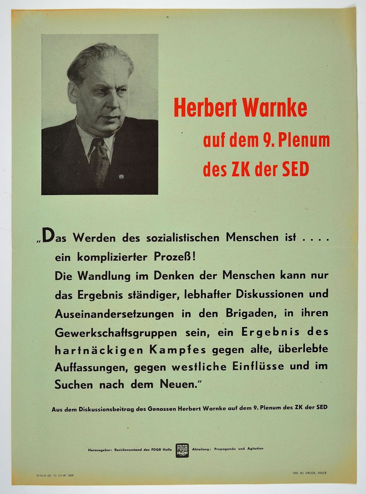 Herbert Warnke auf dem 9. Plenum des ZK der SED (Museum Weißenfels - Schloss Neu-Augustusburg CC BY-NC-SA)