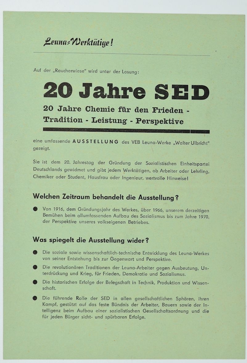 20 Jahre SED - 20 Jahre Chemie für den Frieden (Museum Weißenfels - Schloss Neu-Augustusburg CC BY-NC-SA)