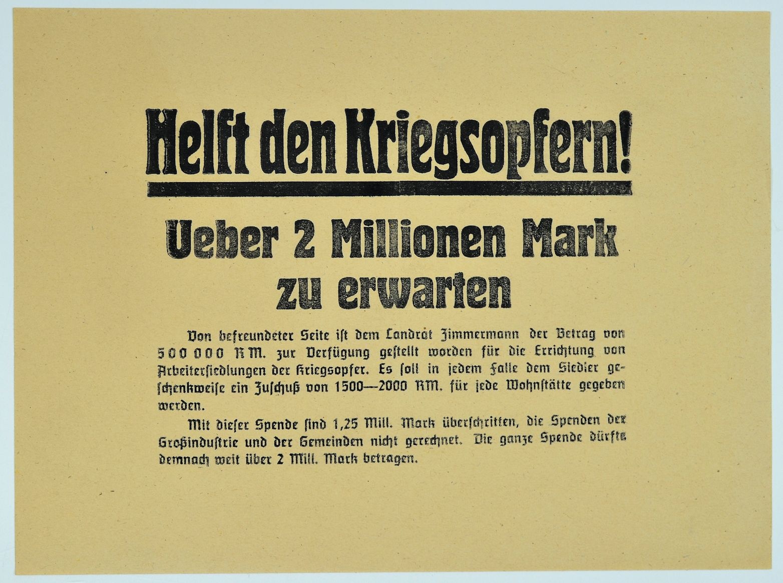 Helft den Kriegsopfern! (über 2 Millionen Mark erwartet) (Museum Weißenfels - Schloss Neu-Augustusburg CC BY-NC-SA)
