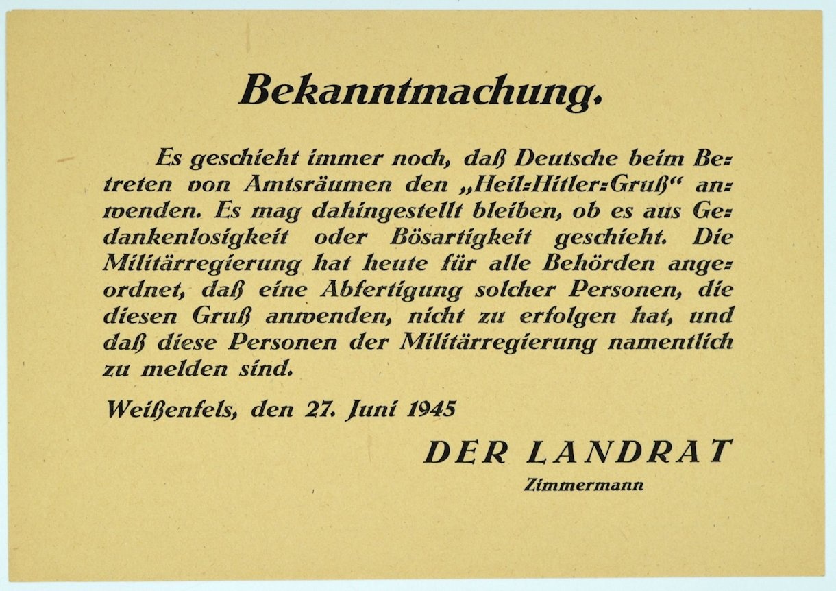 Bekanntmachung vom 27. Juni 1945 (Museum Weißenfels - Schloss Neu-Augustusburg CC BY-NC-SA)