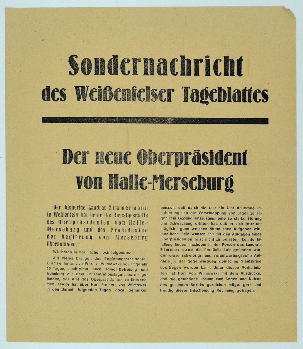 Sondernachricht des Weißenfelser Tageblattes (Museum Weißenfels - Schloss Neu-Augustusburg CC BY-NC-SA)