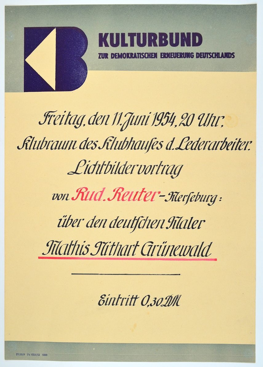 Lichtbildervortrag über Mathis Nithart Grünewald 1954 (Museum Weißenfels - Schloss Neu-Augustusburg CC BY-NC-SA)