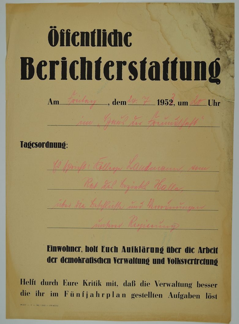 Öffentliche Berichterstattung 24.07.1953 (Museum Weißenfels - Schloss Neu-Augustusburg CC BY-NC-SA)
