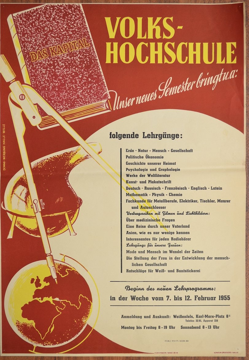 Volkshochschule - Beginn des neuen Lehrprogramms 7. - 12. Februar 1955 (Museum Weißenfels - Schloss Neu-Augustusburg CC BY-NC-SA)