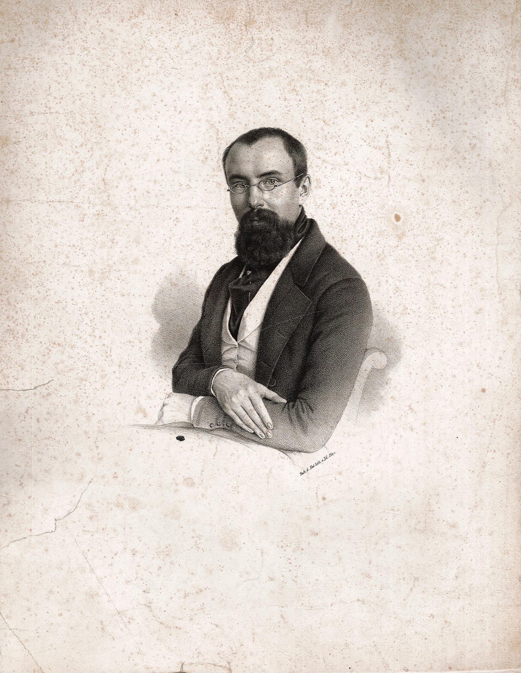 Porträt eines jungen Mannes mit Brille und Bart (Museum Wolmirstedt RR-F)