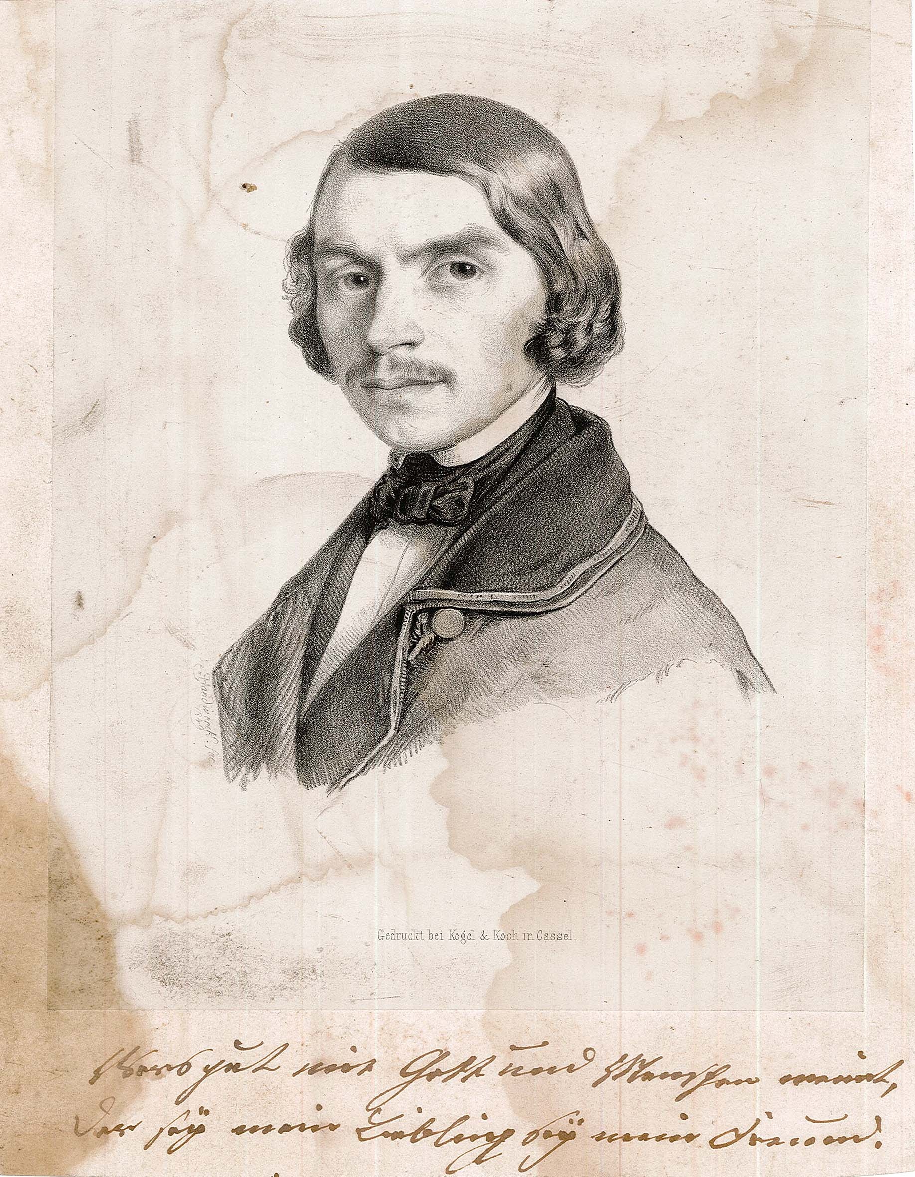 Vorderseite Porträt Brustbild junger Mann mit halblangem Haar (Museum Wolmirstedt RR-F)