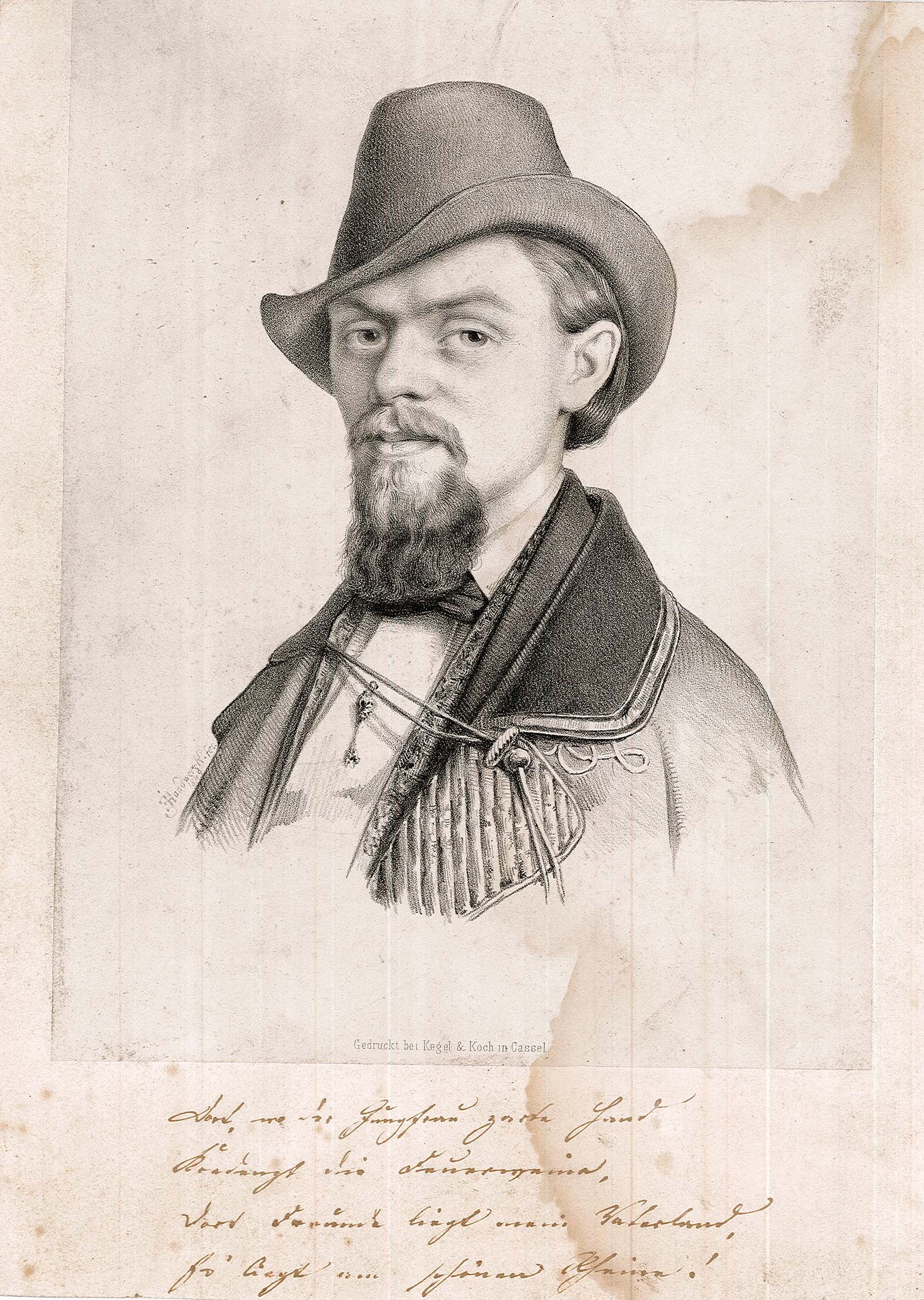 Vorderseite Porträt eines jungen Mannes mit Bart und Hut (Museum Wolmirstedt RR-F)