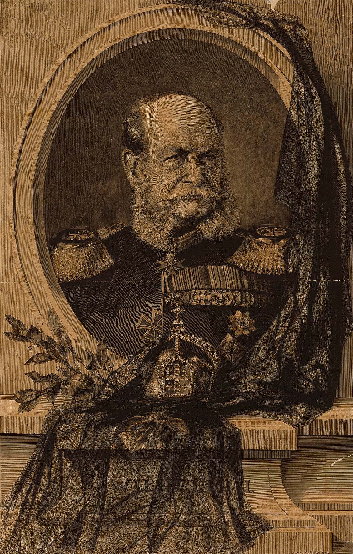 Porträt Kaiser Wilhelm I. mit Trauerflor (Museum Wolmirstedt RR-F)