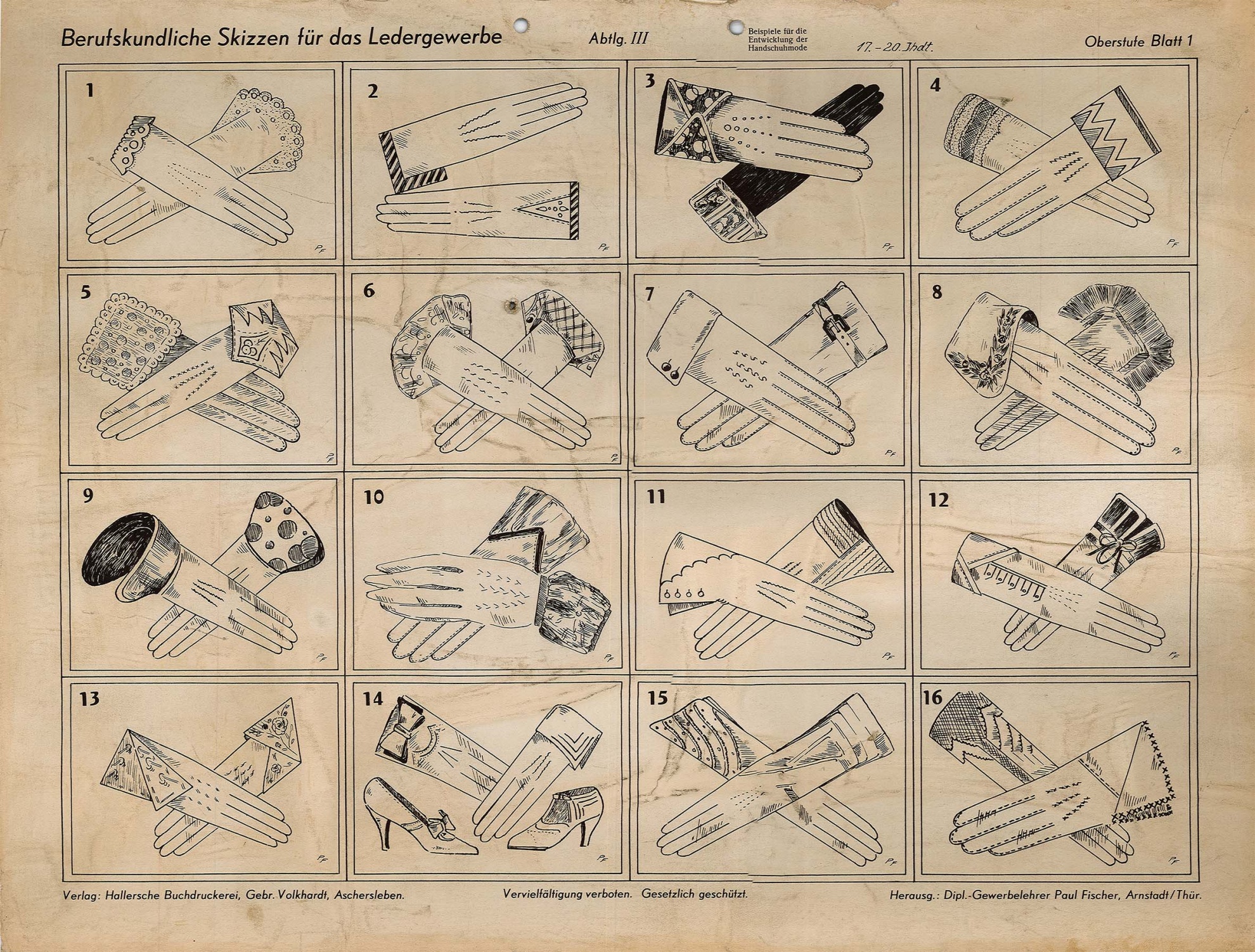 Berufskundliche Skizze für das Ledergewerbe - Oberstufe Blatt 1 (Museum Wolmirstedt RR-F)