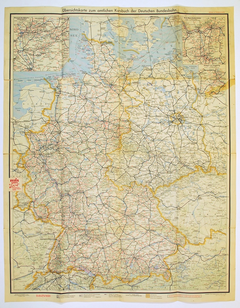 Übersichtskarte zum amtlichen Kursbuch der Deutschen Bundesbahn (Kulturhistorisches Museum Schloss Merseburg CC BY-NC-SA)